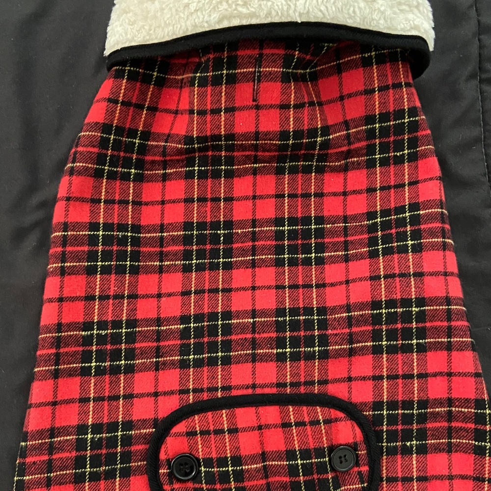 NWT DOG SHERPA FLEECE BLACK & PLAID COAT JACKET M